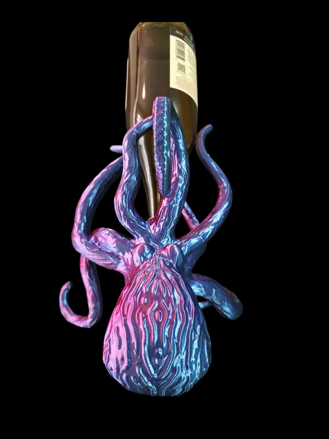 3DP Multicolor Octopus Wine Bottle Holder | Nautical Coastal Decor | Made in the USA
