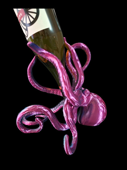 3DP Multicolor Octopus Wine Bottle Holder | Nautical Coastal Decor | Made in the USA