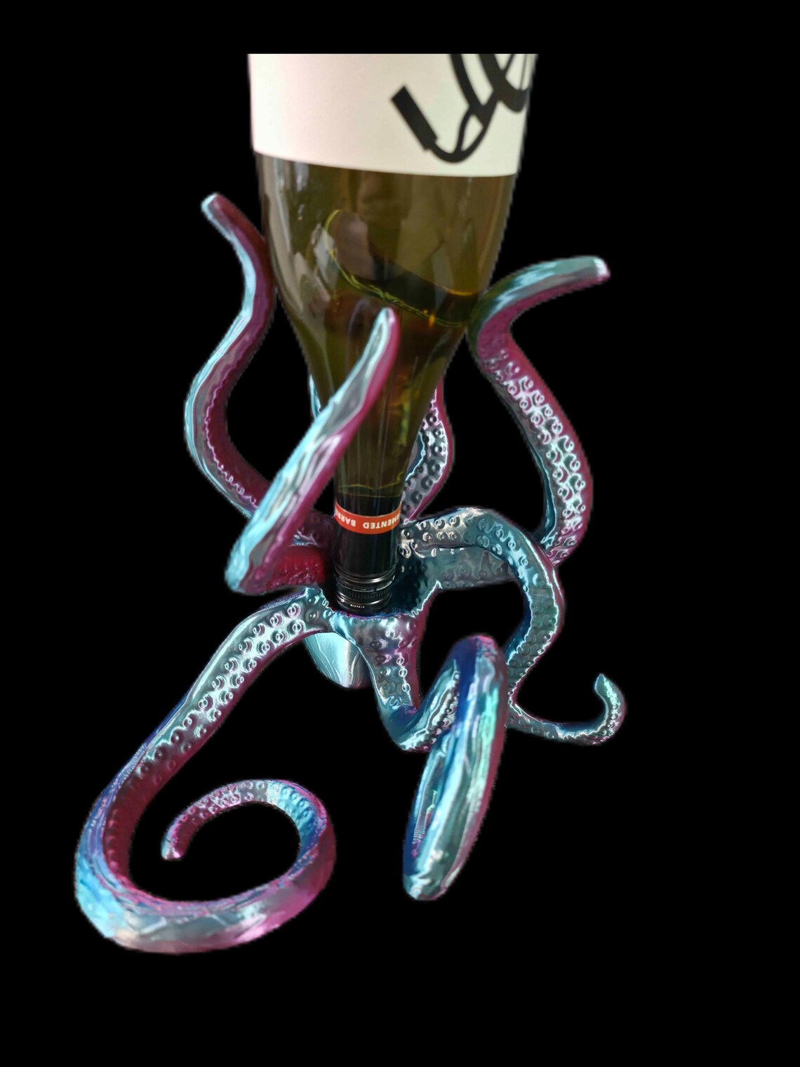 3DP Multicolor Octopus Wine Bottle Holder | Nautical Coastal Decor | Made in the USA